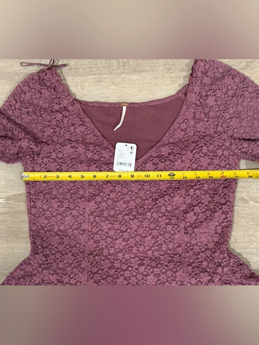 NWT Free People Stella Long Sleeve Top Lace Fairy Feminine Bohemian Boho Large